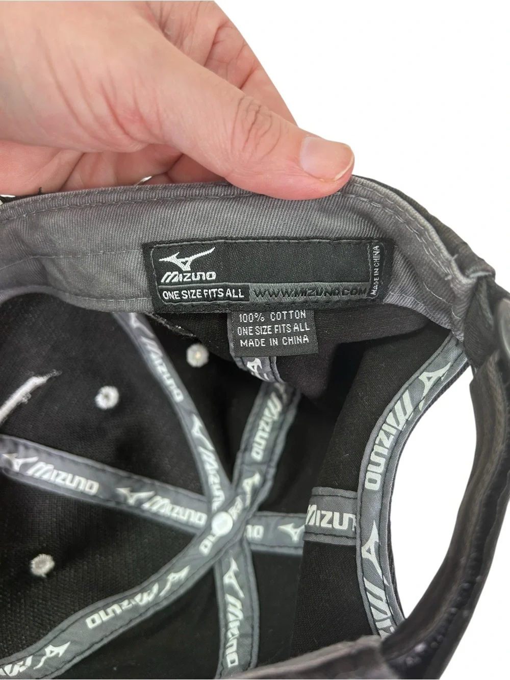 Vintage Y2K Mizuno Hat Black RunBird Logo Embroidered Strapback Baseball Cap
